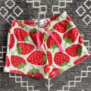 Mini Boden girls strawberry terry towel shorts size 6